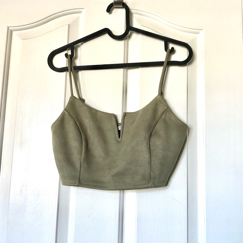 iris Olive Green V-Notch Cropped Cami